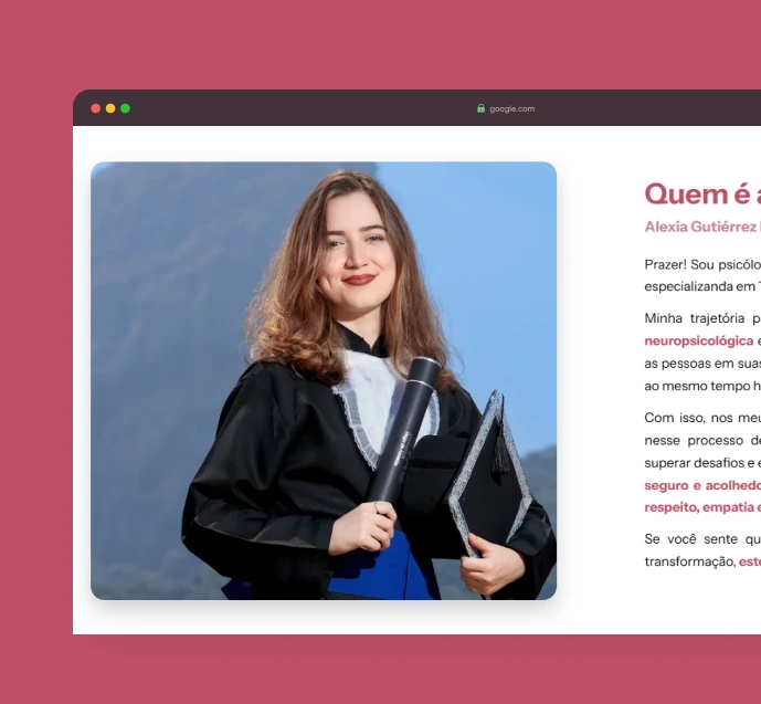 Outro detalhe da página de Alexia Gutiérrez
