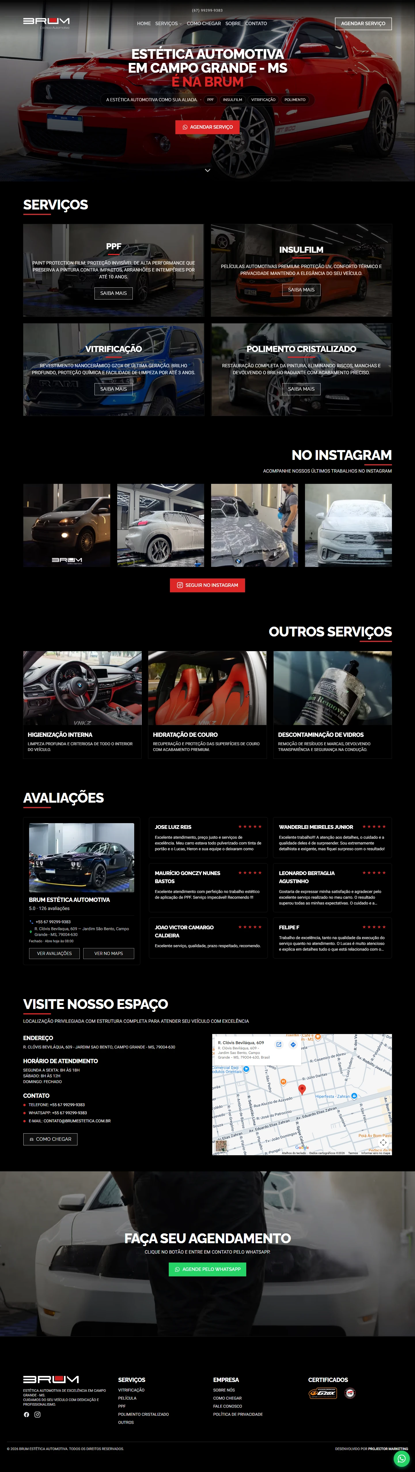 Captura completa da página de Brum