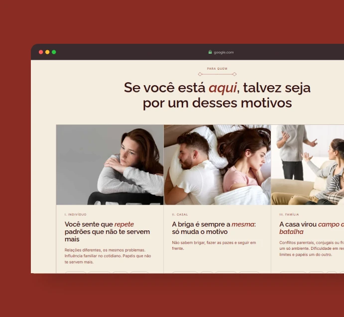 Seção de serviços da página de Ingrid Gutiérrez