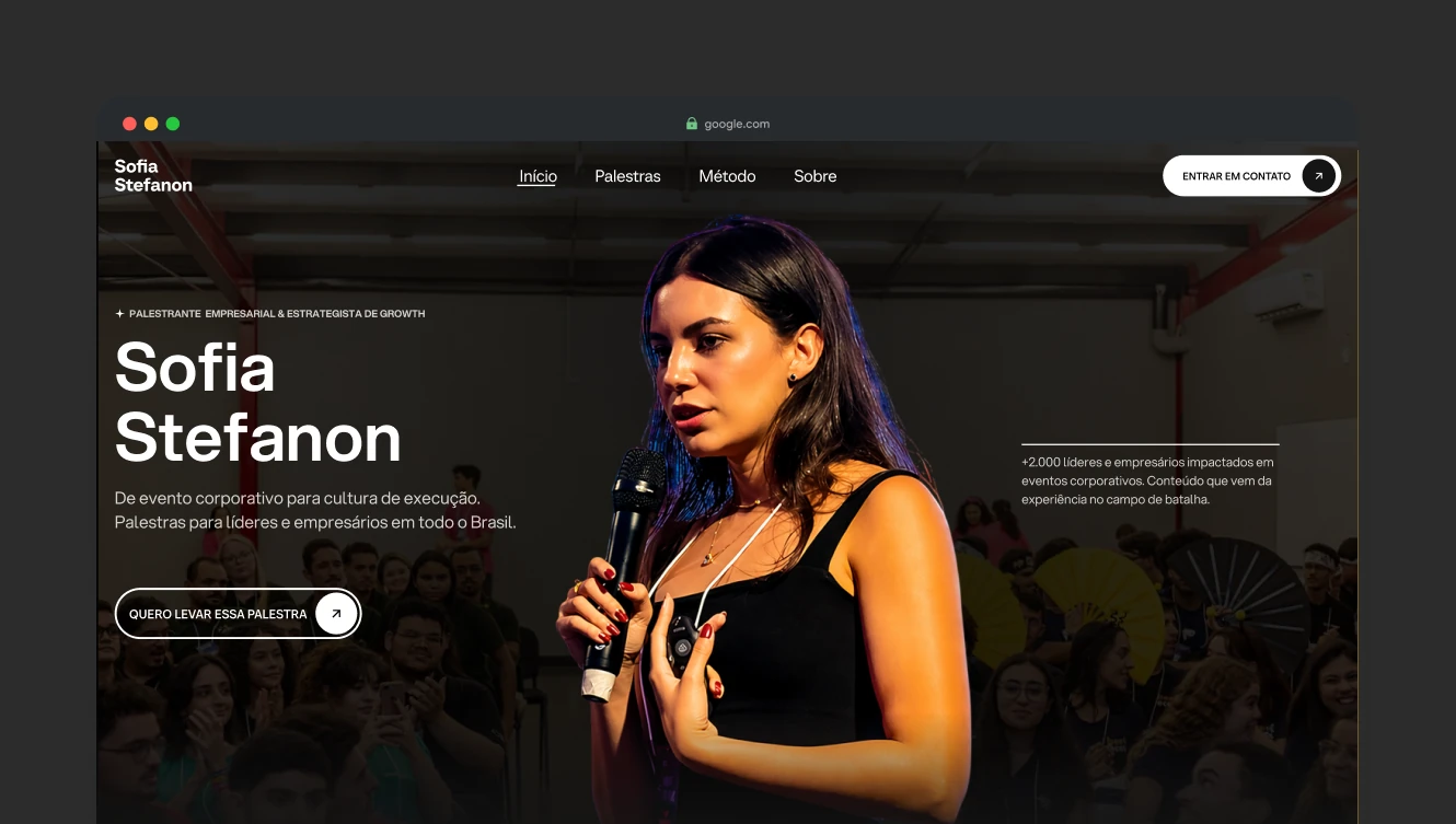 Página inicial da landing page de Sofia Stefanon em desktop